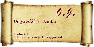 Orgován Janka névjegykártya
